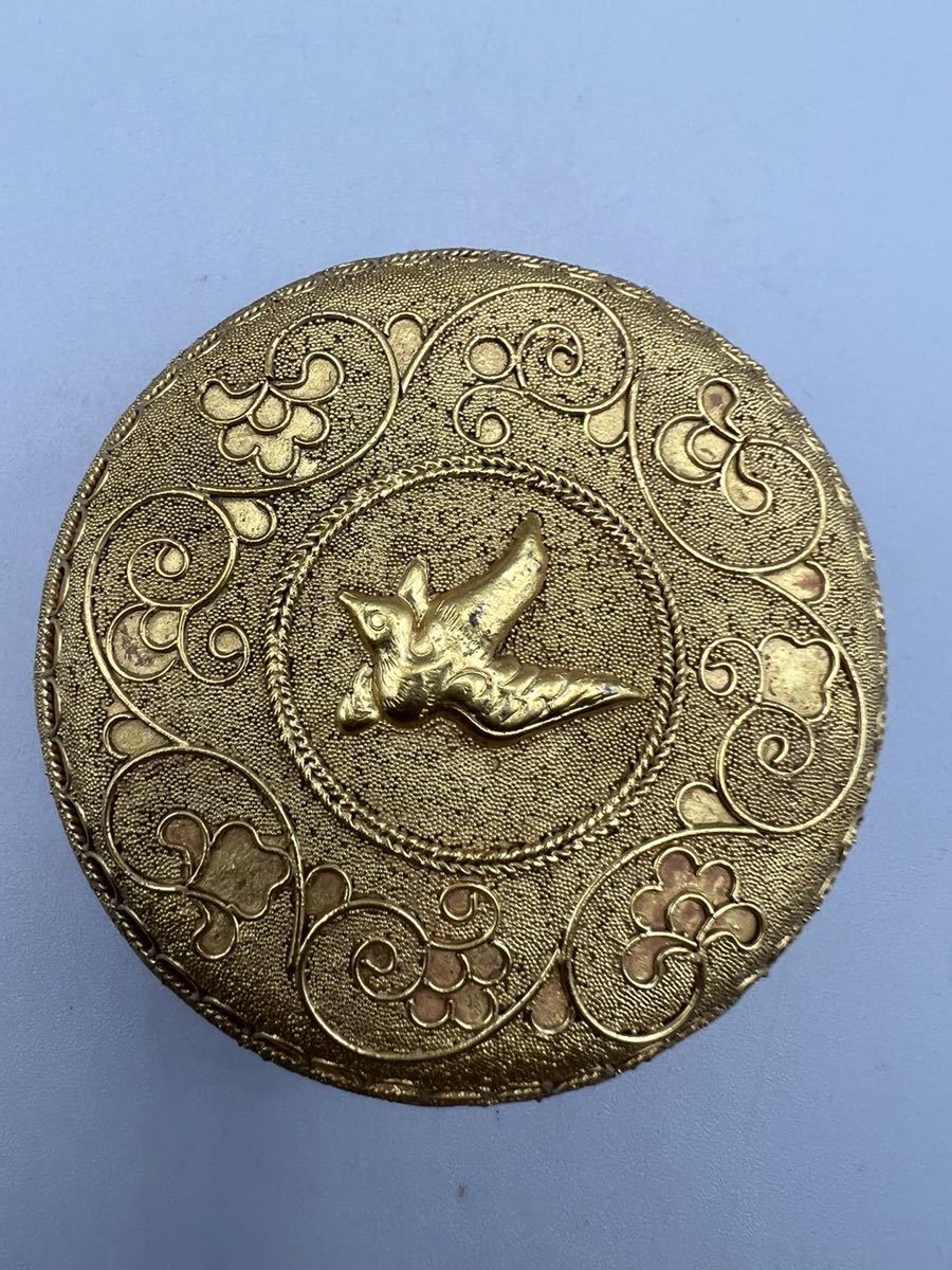 桃花島】C0452F金香合 流金 金細工香合 極細工 骨董品 古賞物 中国古玩