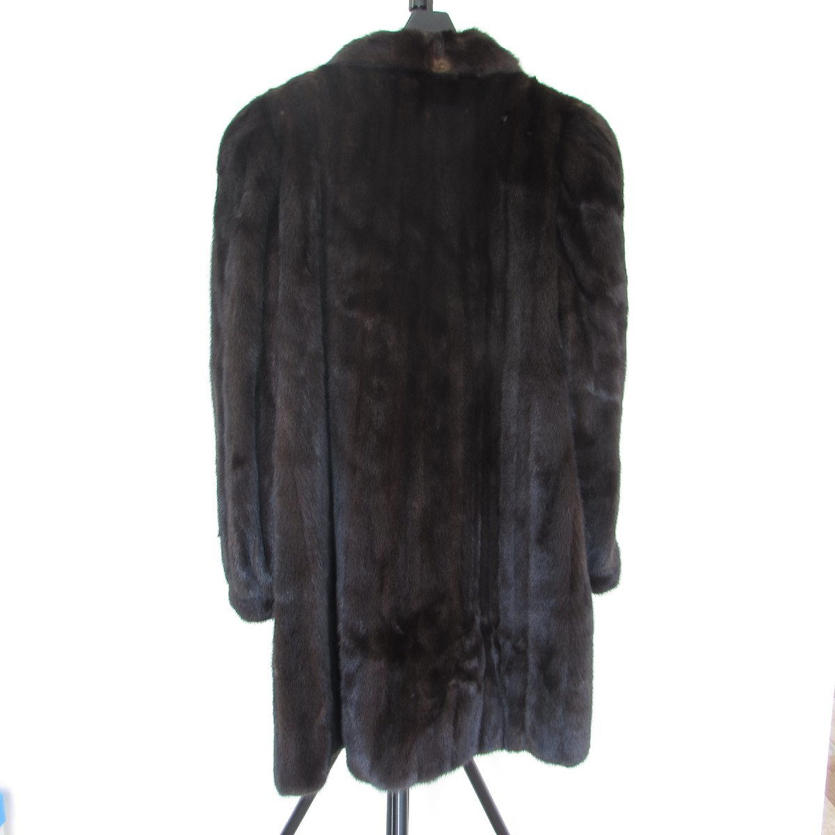 ダークミンク MINK 毛皮 ロングコート リアルファー 裏地裾花柄