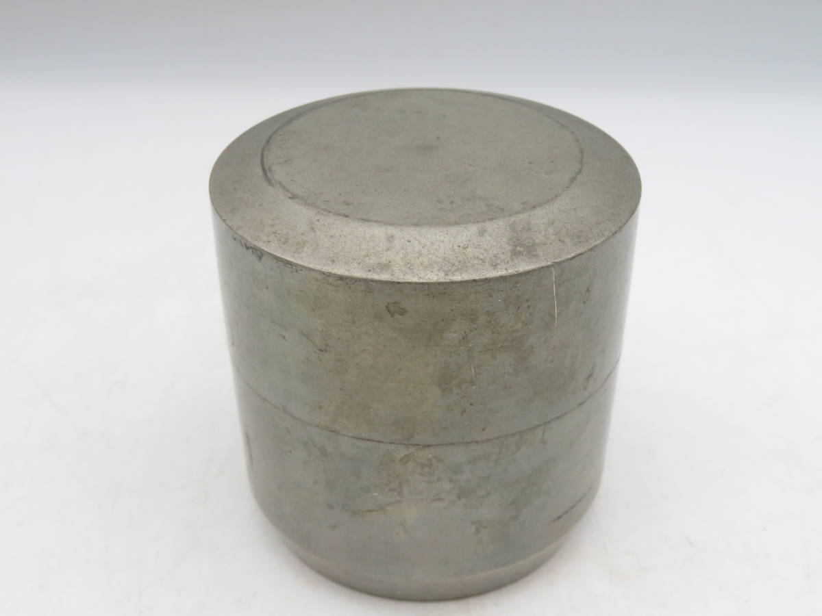 K1347 蔵六 造 純錫製 茶心壺 茶入れ 茶壺 茶筒 在銘 刻印 茶道具 錫器 