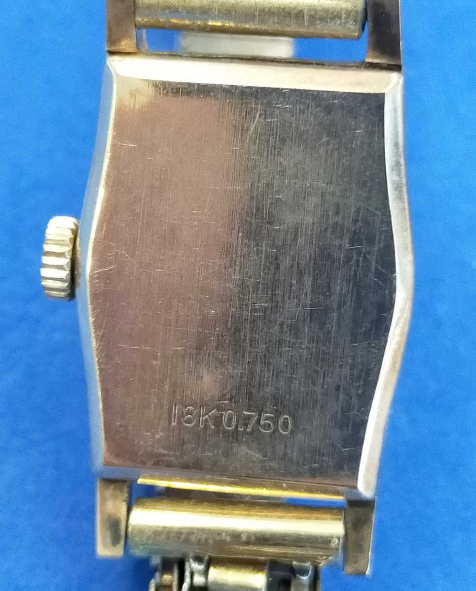 11☆デンロ― 14K レディース手巻腕時計 DEN-RO スイス製 17石