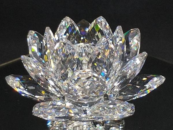 箱付き SWAROVSKI スワロフスキー スイレン 睡蓮 キャンドルホルダー クリスタルガラス フラワー 店舗受取可