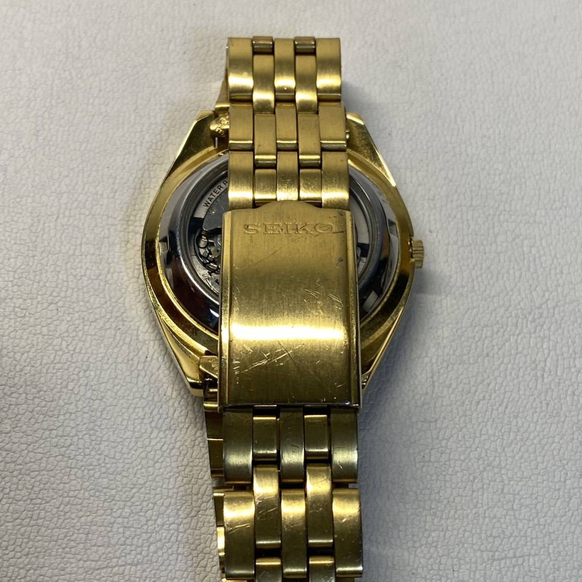 ○ 希少 SEIKO セイコー 5 ファイブ 7S26-0420 裏スケルトン ゴールド 