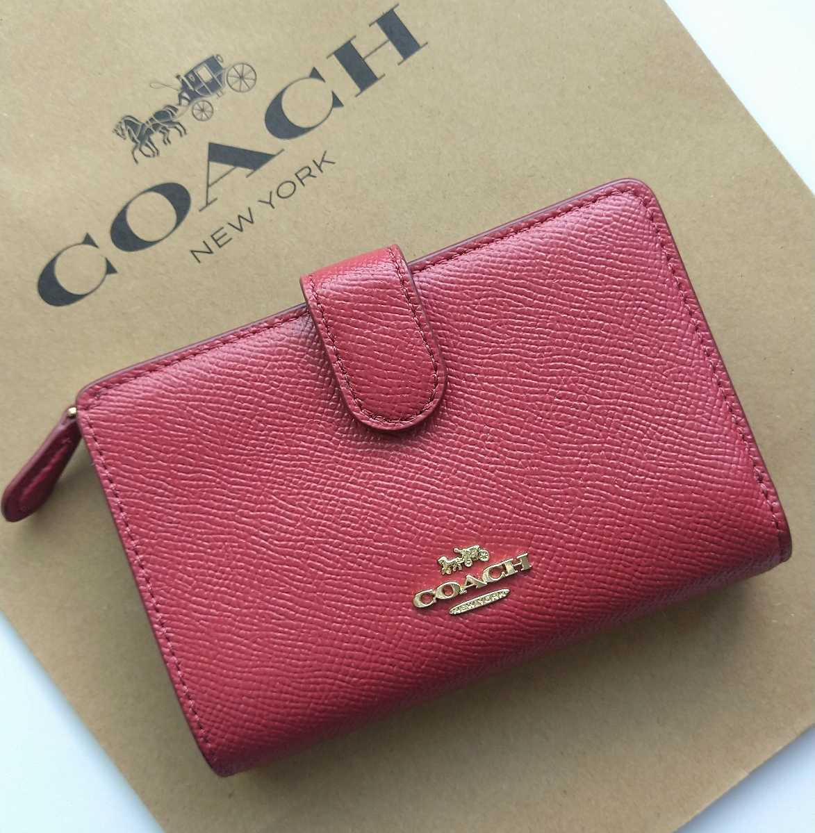 新品】COACH コーチ 二つ折り財布 レッド ゴールド(女性用財布)｜売買  