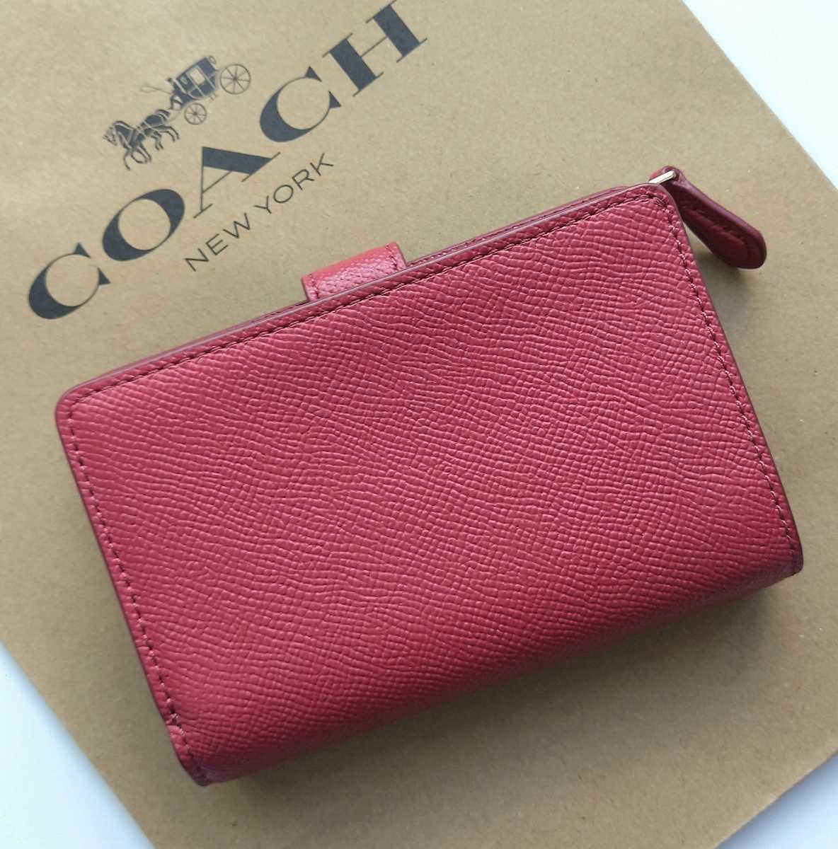 新品】COACH コーチ 二つ折り財布 レッド ゴールド(女性用財布)｜売買  