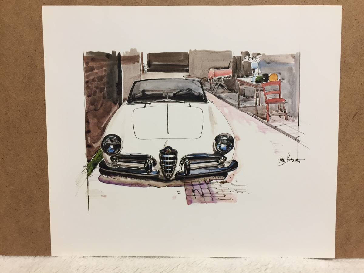 BOWイラスト アルファロメオ ジュリア 1600 スパイダー カーマガジン