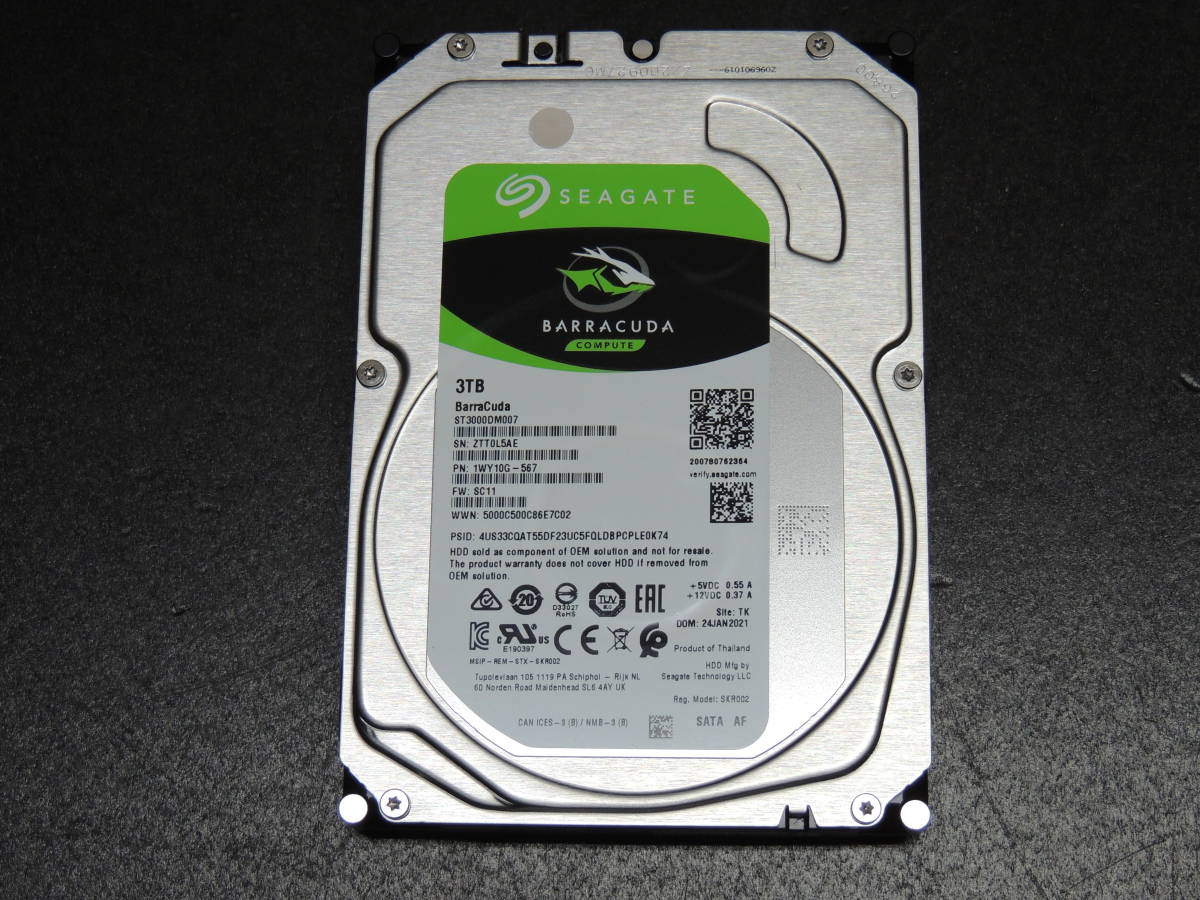送料無料/検品済み】Seagate 3TB HDD ST3000DM007 (使用1948時間) 管理