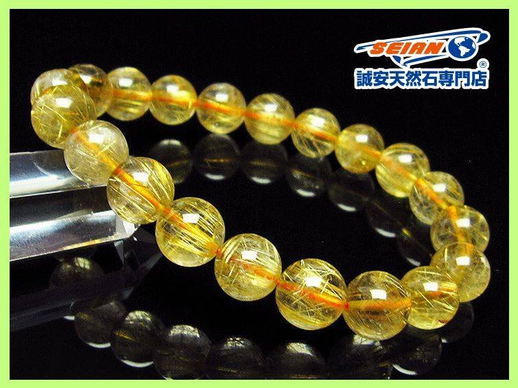 断捨離中【ゴールドルチル】13mm タイチンルチル ブレスレット ブレスレット ゴールドタイチンルチル 1円スタート！ 1円スタート！誠