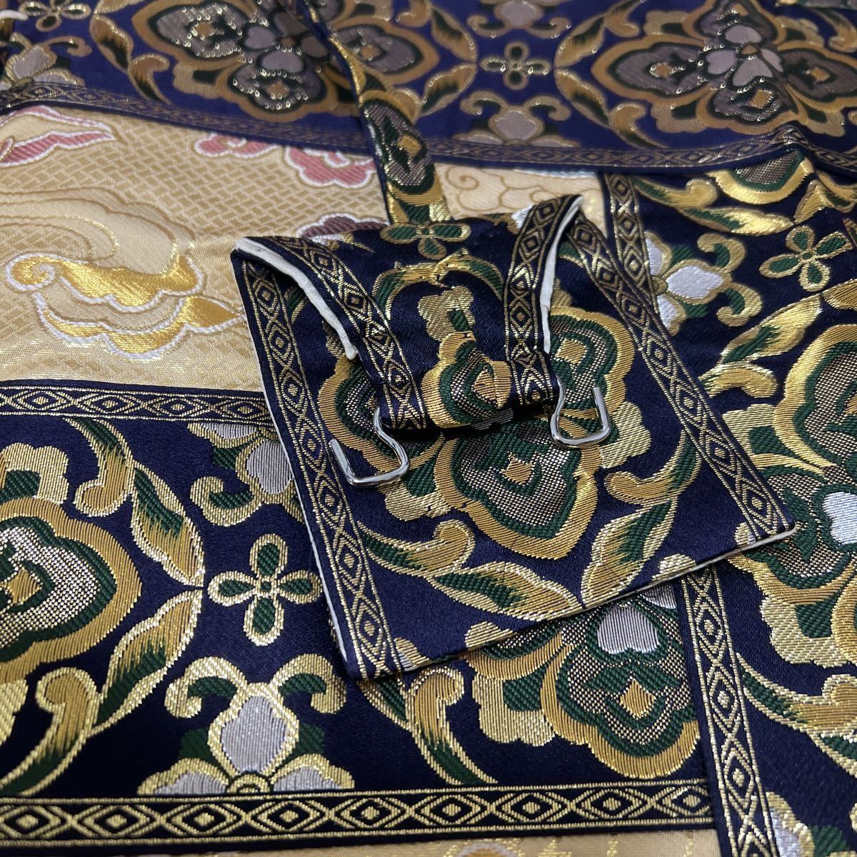 美品 浄土宗【金襴本七条袈裟】 鳳凰柄 修多羅 正絹 法要 葬儀 仏具 