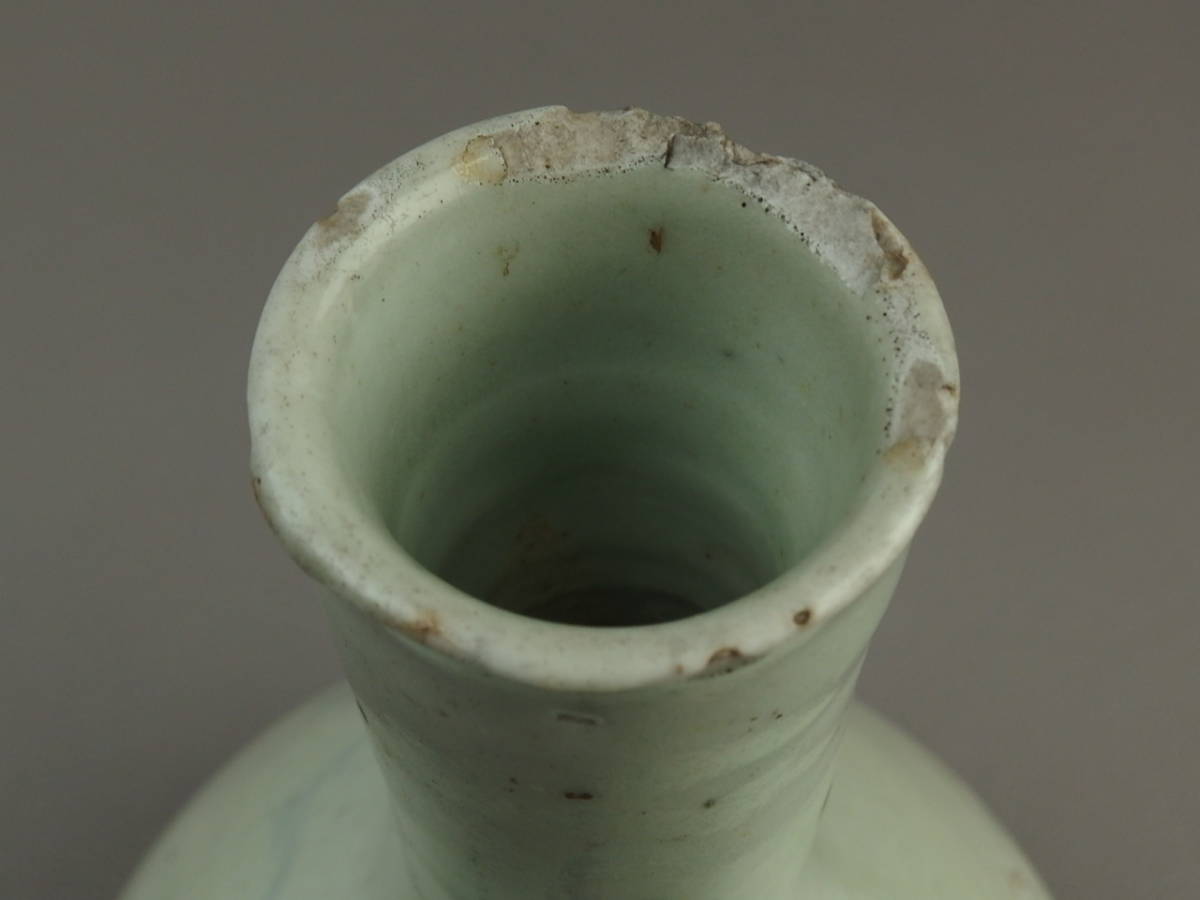 花瓶□李朝 時代物 唐木花台付き 古い花器 花生け 古玩 唐物 時代物