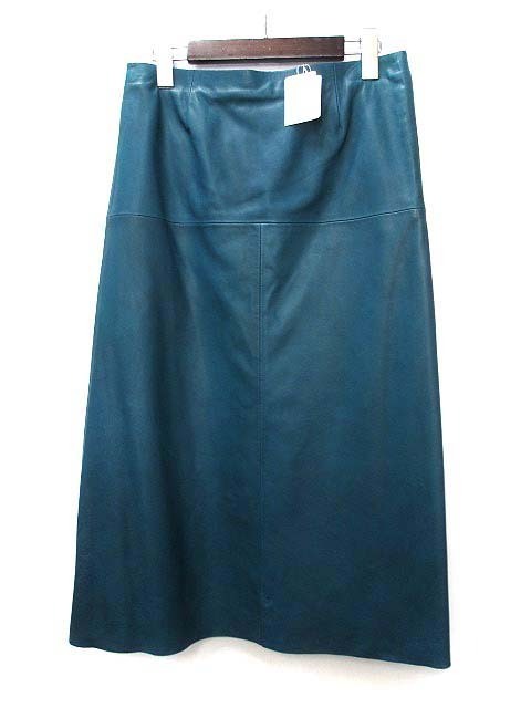 未使用品 メゾンマルジェラ Maison Margiela 1 ラムレザー フレア スカート 羊革 S31MA0321 2016SS エメラルド グリーン 40 訳あり ◎