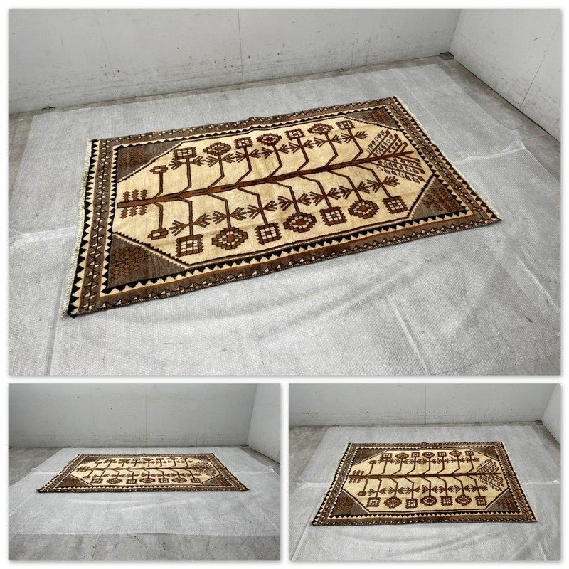 T1475☆未使用保管品☆ギャッベ☆ペルシャ絨毯☆ウール☆15万☆イラン☆215×130㎝ | 美術品 1000￥ペルシャ絨毯 二子玉川 蔦屋家電 ヴィンテージ