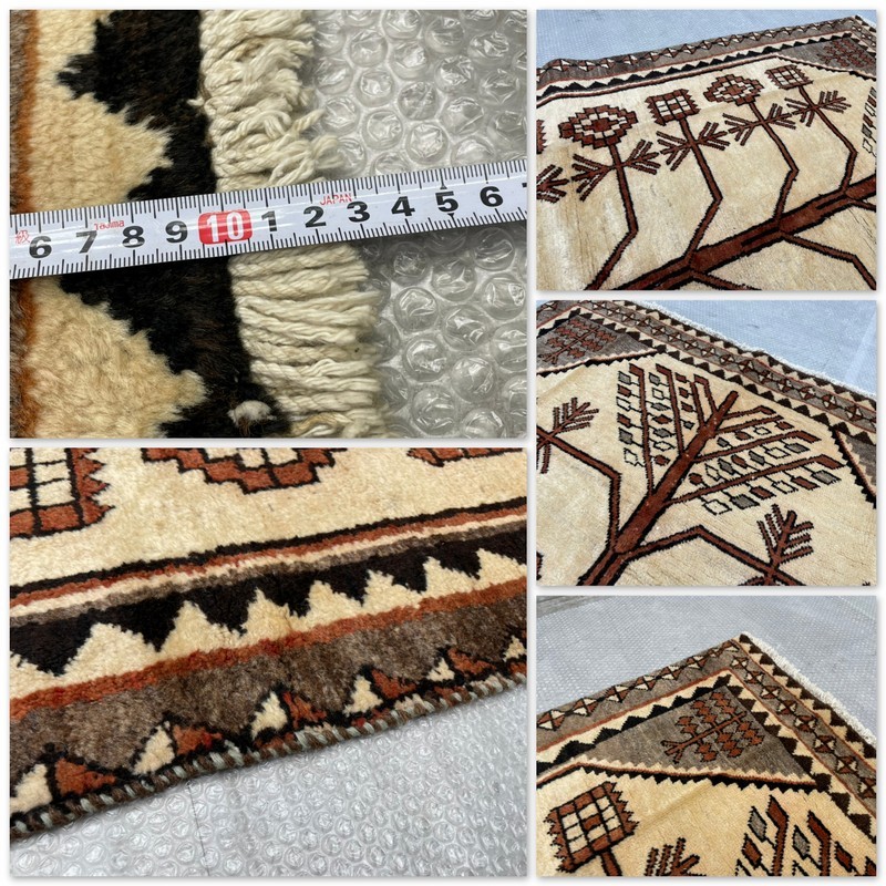 T1475☆未使用保管品☆ギャッベ☆ペルシャ絨毯☆ウール☆15万☆イラン☆215×130㎝ | 美術品 1000￥ペルシャ絨毯 二子玉川 蔦屋家電 ヴィンテージ