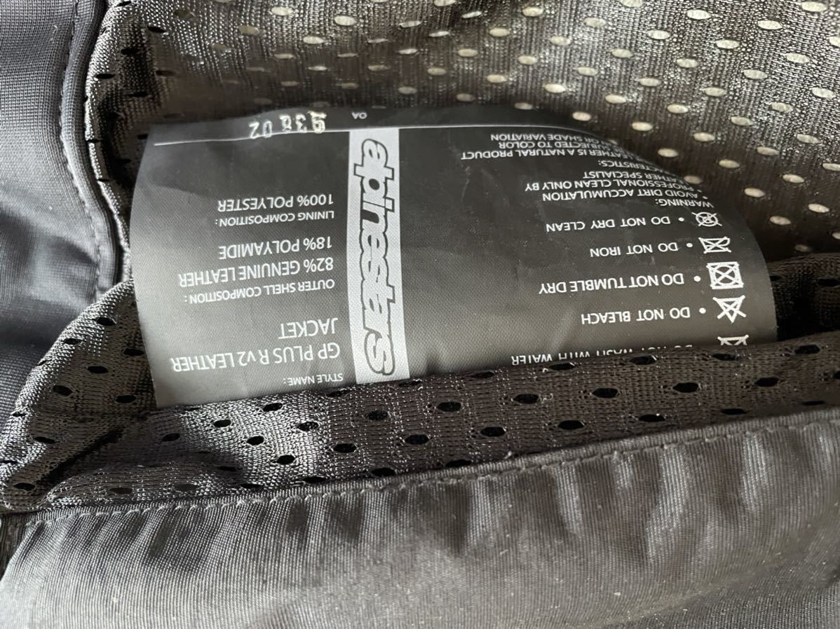 alpinestars アルパインスターズ GP PLUS R V2 レザージャケットBLACK WHITE RED サイズ50_4