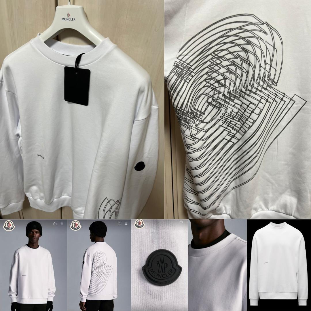 定価8万円☆新品未使用タグ付き☆本物保証！ MONCLER グラフィックロゴバックプリント スウェット XLサイズ　ホワイト　完売品　トレーナー MONCLER -最高級 2026年最新Yahoo!オークション Cropped sweatshirt MONCLERのフリマアイテム一覧
