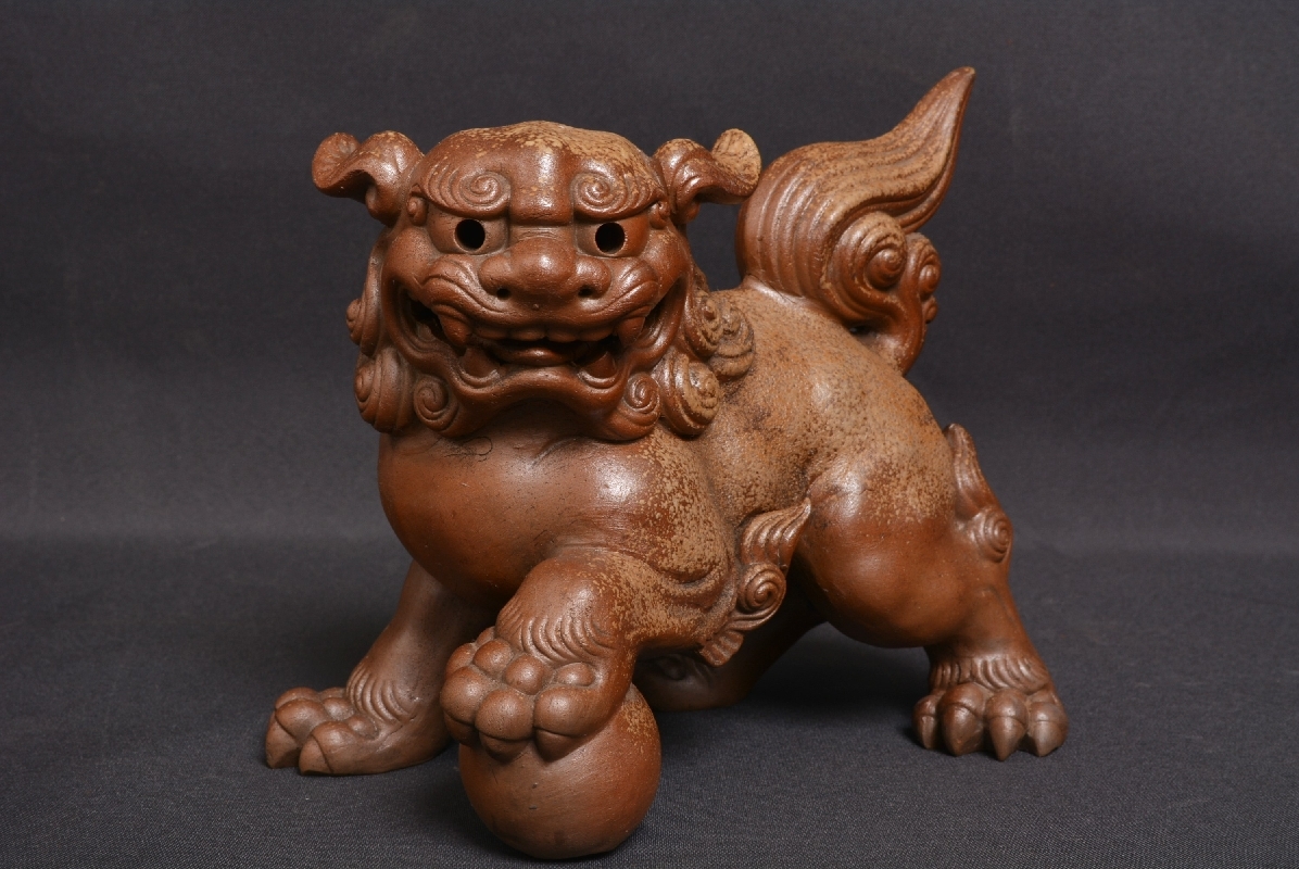 G*n様 SNT935 古備前 名工 香山 造 獅子 狛犬 玉乗り獅子 備前焼 備前焼 香山 玉乗り獅子 玉獅子 G*n様 SNT935 古備前 名工 造 獅子