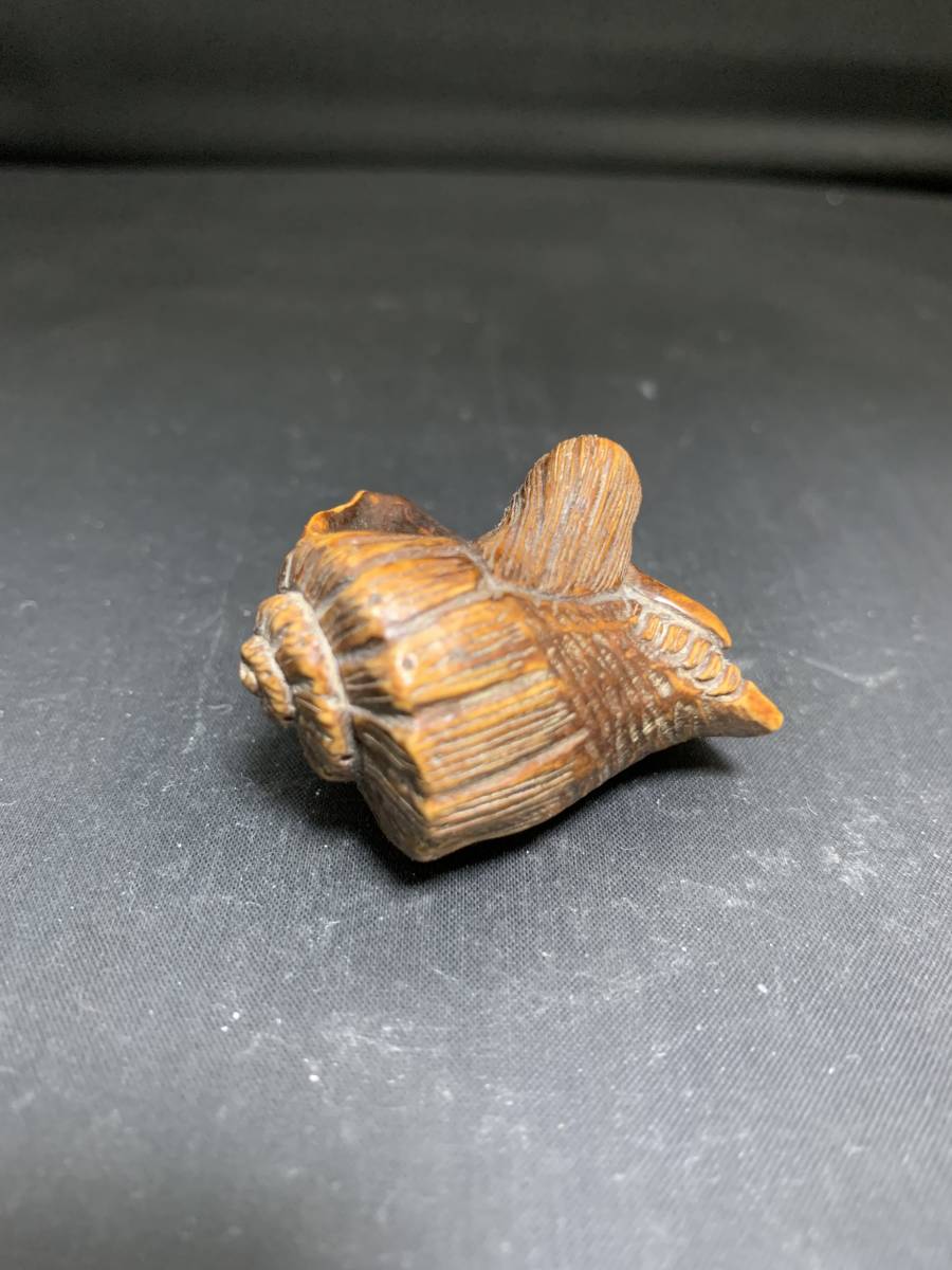 木彫 巻貝に休む人魚根付（在銘 石川）(根付)｜売買されたオークション