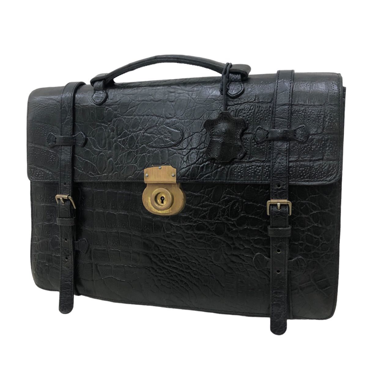 K099 Mulberry マルベリー クロコ型押し レザー 本革 ブリーフケース