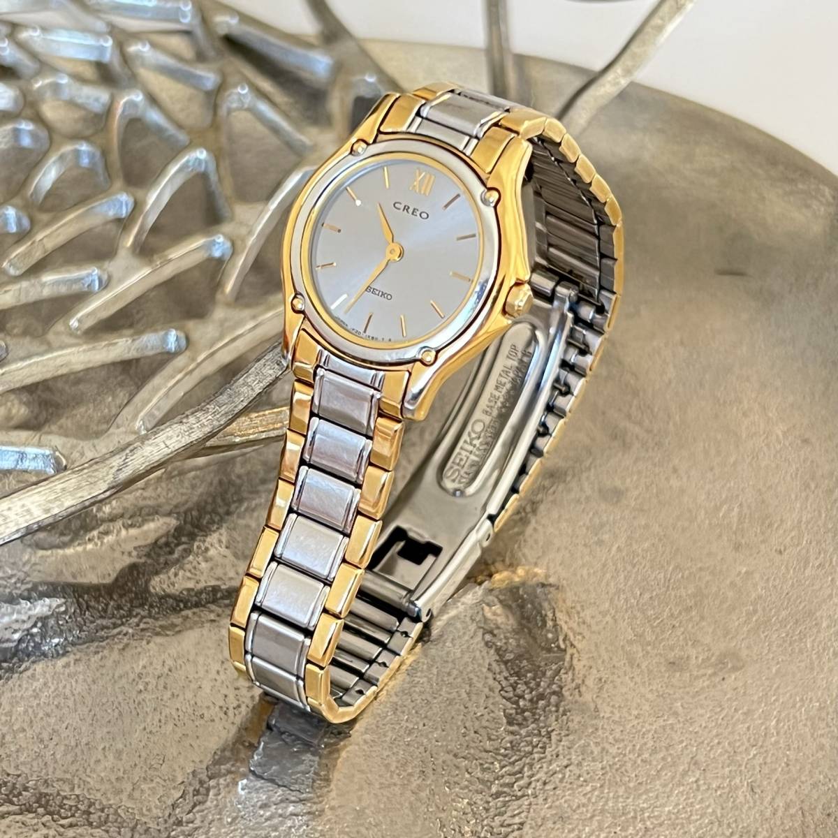 正常稼働確認済◇SEIKO CREO セイコー クレオ コンビカラー 二針 