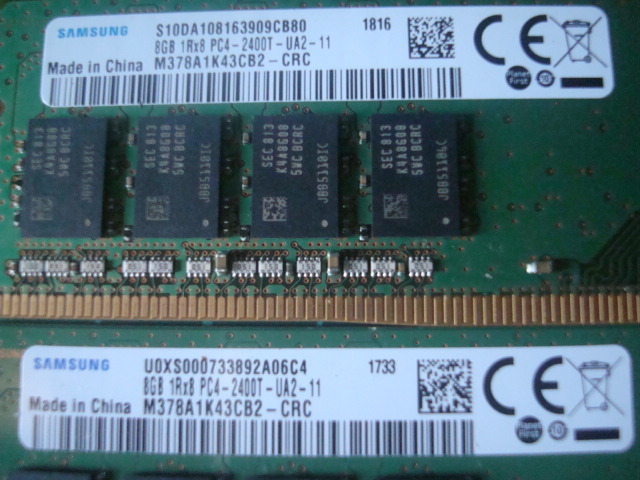 8GB 1R×8 PC4-2400T-UA2-11 (2枚セット計16GB) #S8G612 8GB SAMSUNG