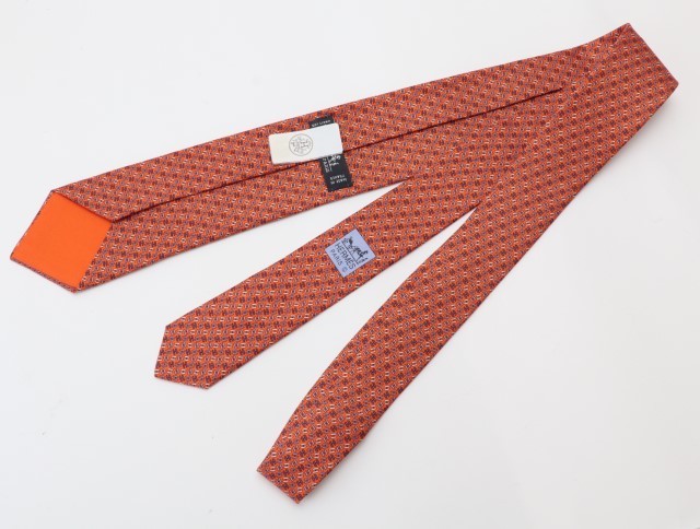 ネクタイ エルメス オレンジ HERMES 極美品 ファソネ hの通販 メンズ