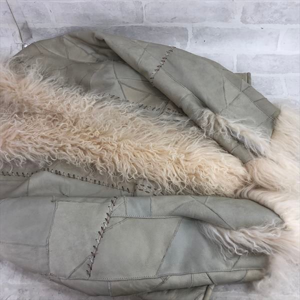 ファーコート 毛皮コート ラム ムートンコート つぎはぎ ベージュ  