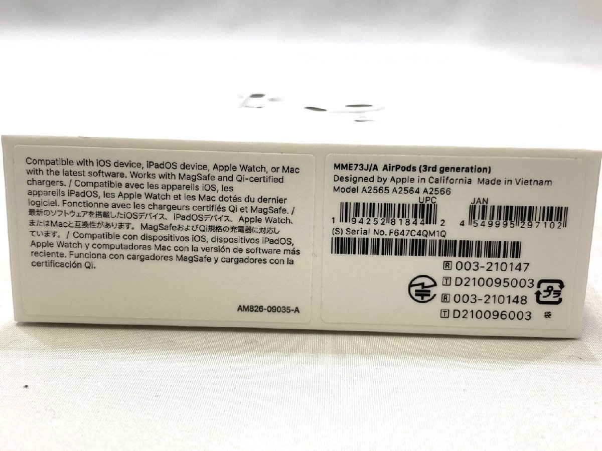 ○新品未開封！！Apple アップル AirPods エアポッズ 第3世代 MME73J/A