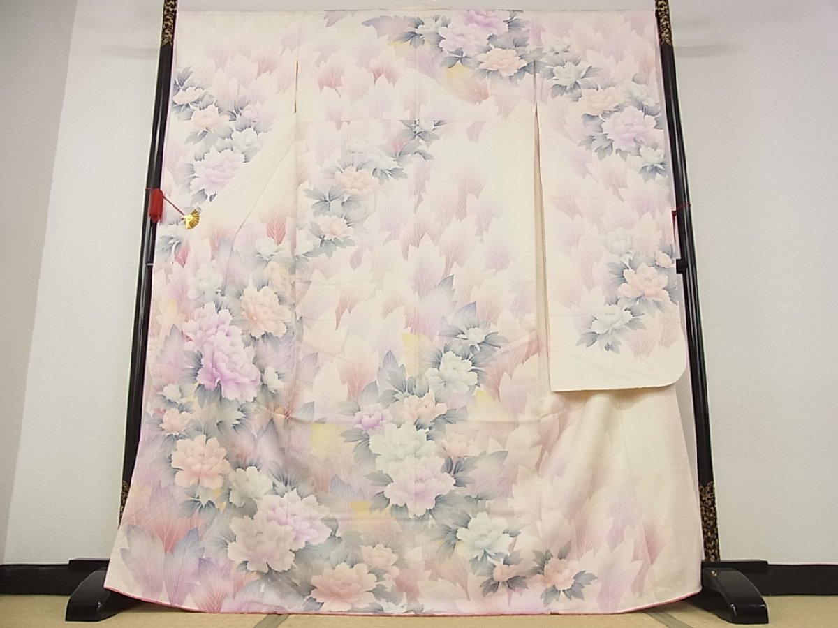 着物屋こころ□豪華振袖 草花文 暈し染め 着丈 171cm 裄 67cm 正絹