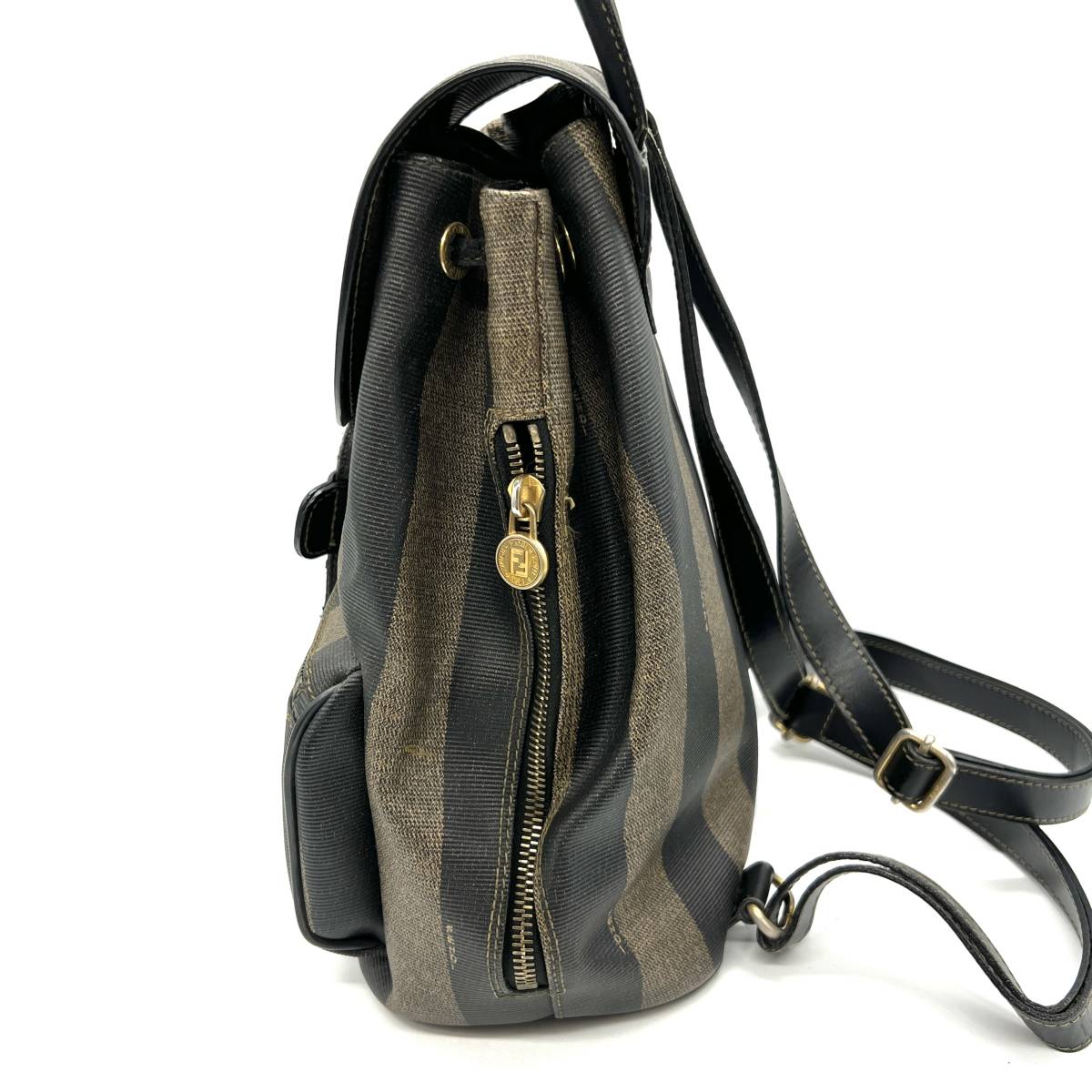 □FENDI フェンディ ペカン柄 巾着型 リュック バックパック PVC
