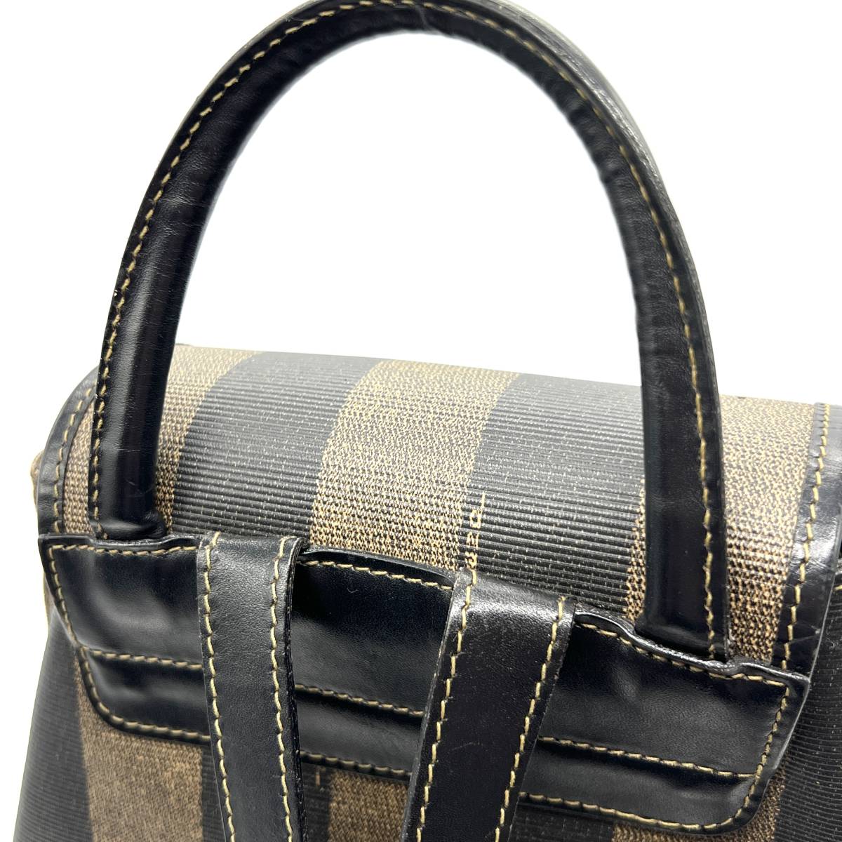 FENDI　フェンディ　ペカン柄　リュック　PVC　レザー　巾着　バックパック □FENDI フェンディ ペカン柄 巾着型 リュック バックパック PVC