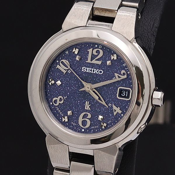 1円 稼働 正規美品 SEIKO/セイコー 1B22-0BD0 LK デイト 電波ソーラー