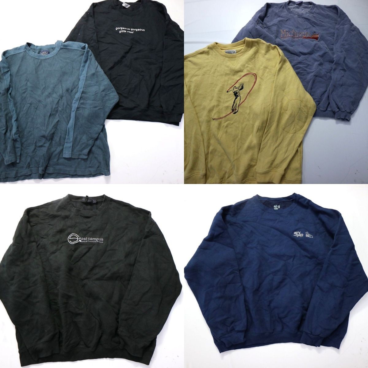 ◎古着屋系 スウェット set ワンポイント エルボーパッチ 他 (メンズXL/2XL/3XL) 6枚セット売り 古着卸 1円スタート 最落なし MJ8502