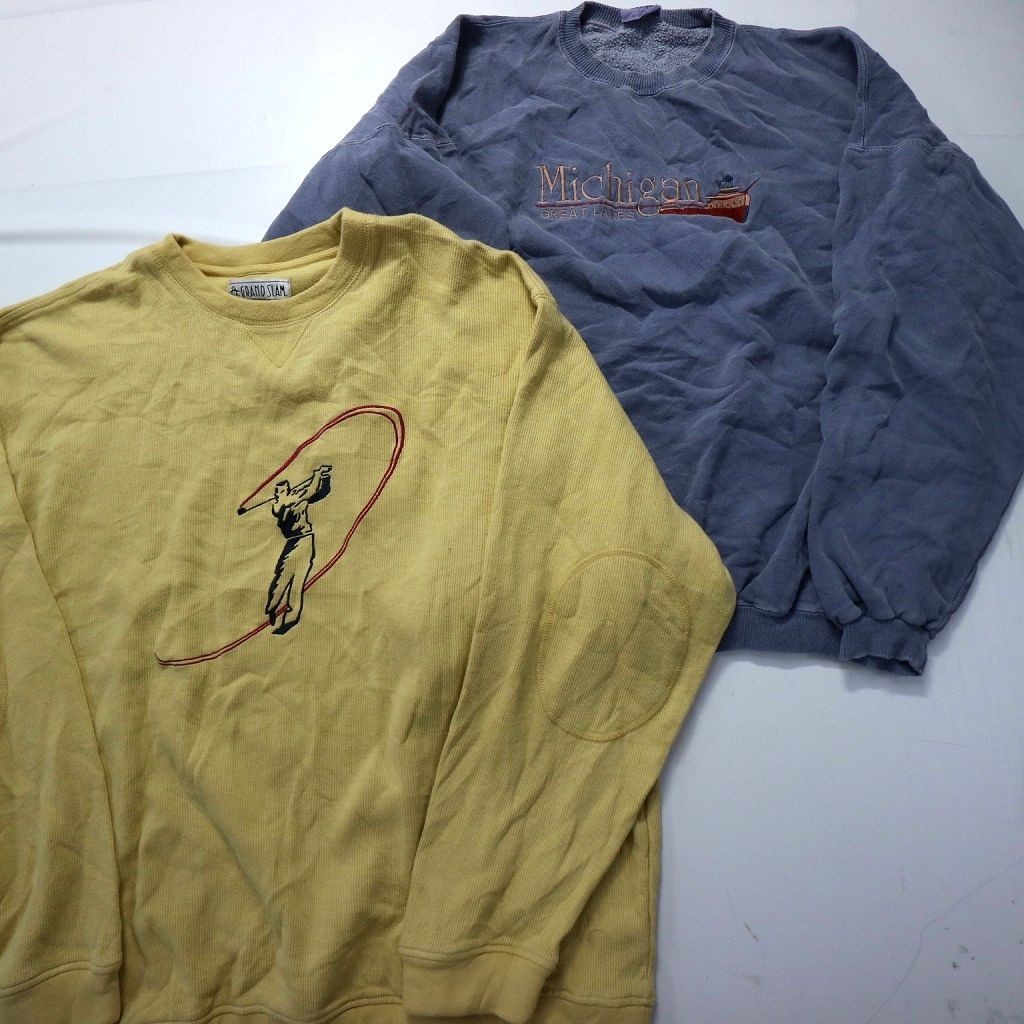 ◎古着屋系 スウェット set ワンポイント エルボーパッチ 他 (メンズXL/2XL/3XL) 6枚セット売り 古着卸 1円スタート 最落なし MJ8502