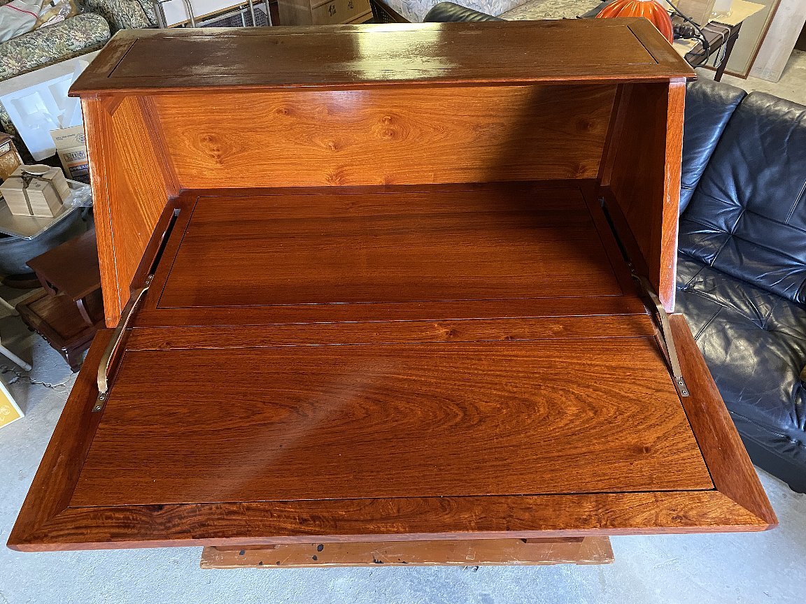 逸品 花梨 ビューロー チェスト カリン 無垢 引き出し 机 書斎棚 唐木