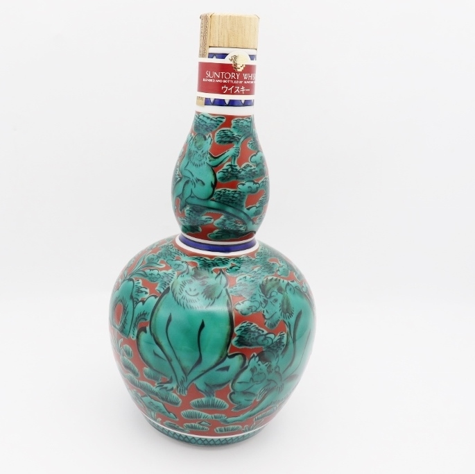 未開栓》SUNTORY/サントリー 九谷焼 竹凰窯 瓢型木米風申文 陶器ボトル 