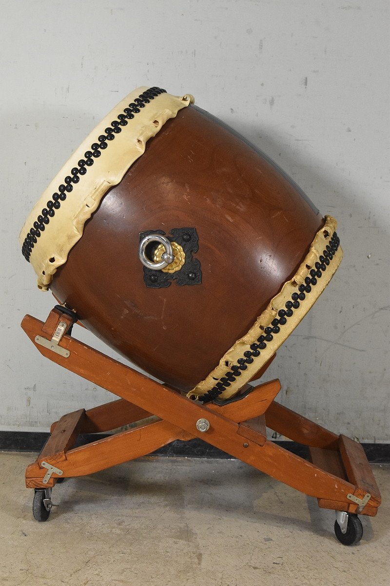 和太鼓 打楽器 長胴太鼓 直径 50cm/高さ約 67cm 台座付き ☆ 法人
