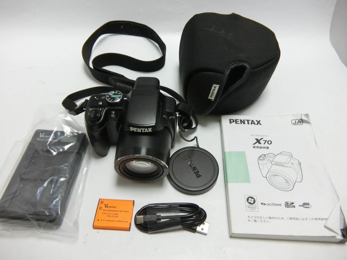カメラ☆PENTAX X70 1200万画素・ブラックボディ 光学24倍ズーム