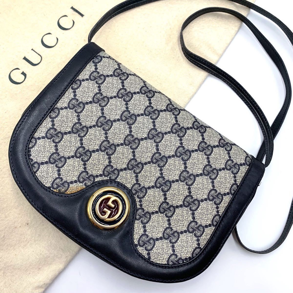 1円 グッチ OLD GUCCI オールドグッチ gg柄 PVC シェリーライン ショルダーバッグ マイクロgg ポシェット 金具 レザー ロゴ