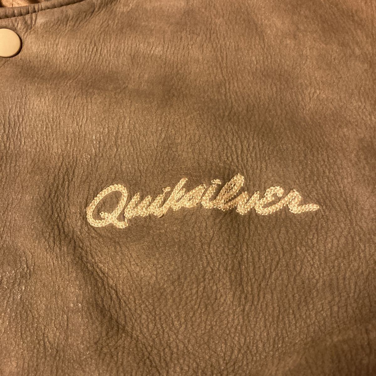 Quicksilver レザースタジャン メンズ S ダークブラウン 革ジャン 牛革 