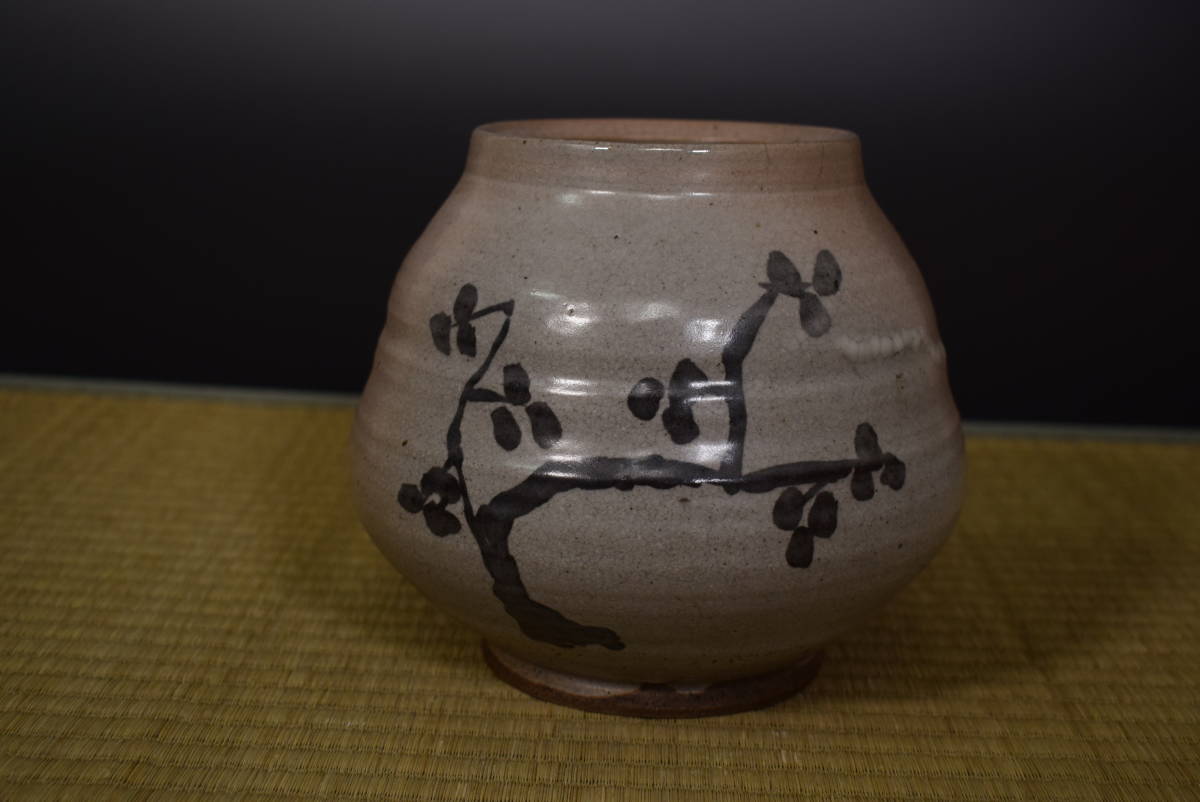 和】(4838) 時代古作 絵唐津壺 花瓶 水指 在印有 古唐津