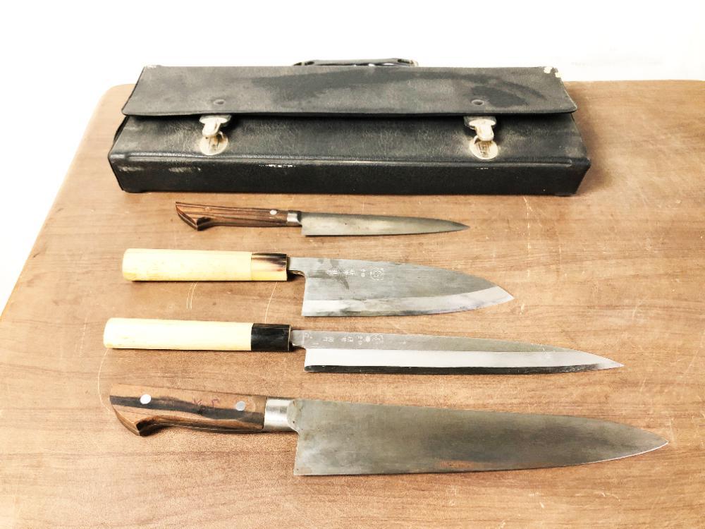 ◎☆ 中古☆包丁セット☆4本＆ケース 研常特製 研常別打 刺身包丁