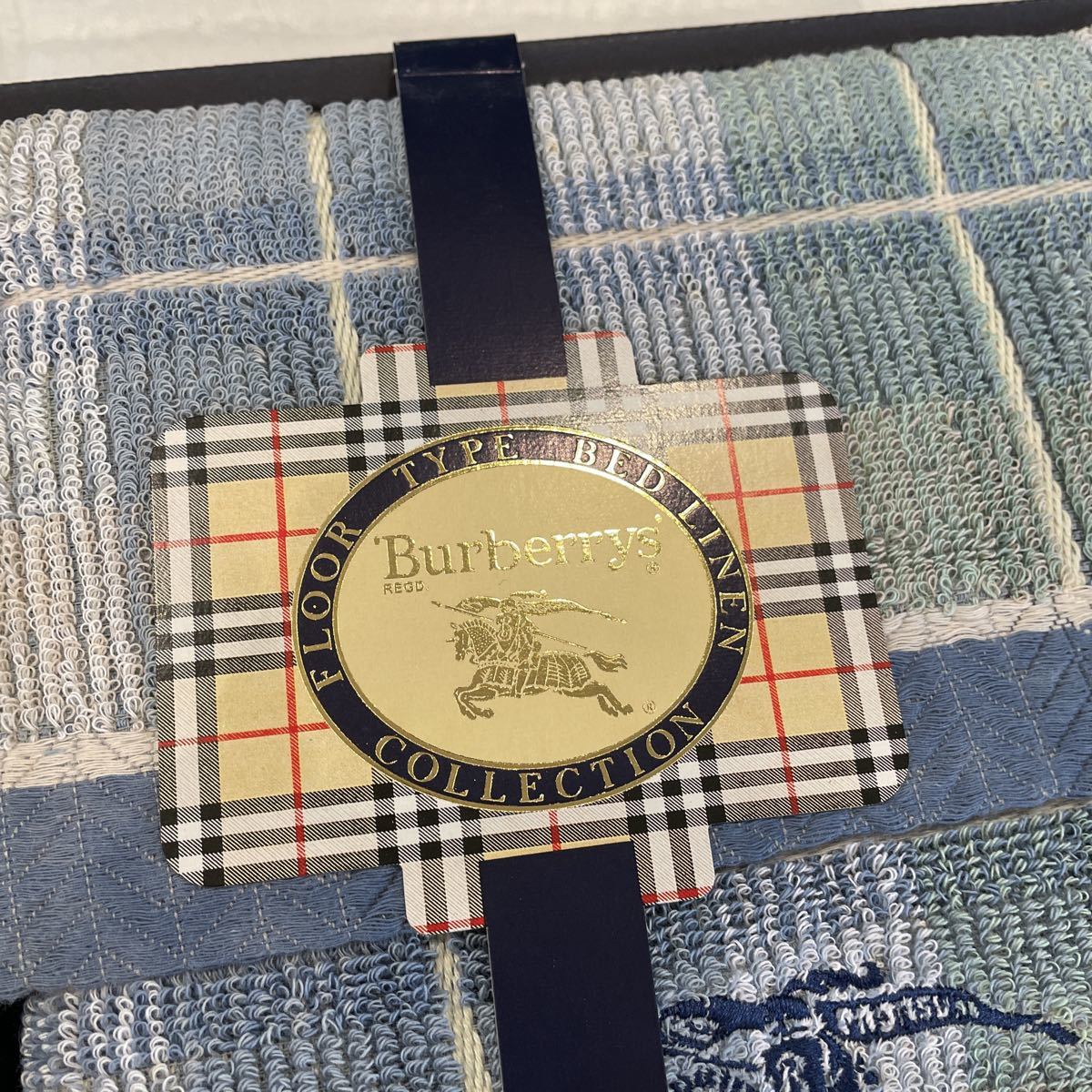 BURBERRY タオルケット 西川 ノバチェック ライトブルー ロゴ BURBERRY