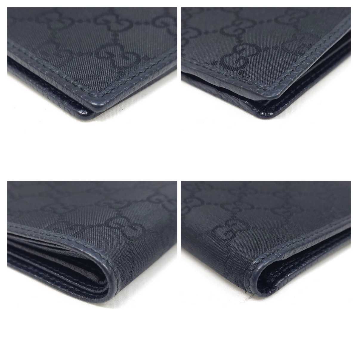 GUCCI グッチ メンズ Canvas 黒二つ折り財布 美品GUCCI 【美品】 グッチ GUCCI 二つ折り 財布 GG 143383 レザー ナイロン 黒 ブラック メンズ レディース コンパクト ウォレット hgs105