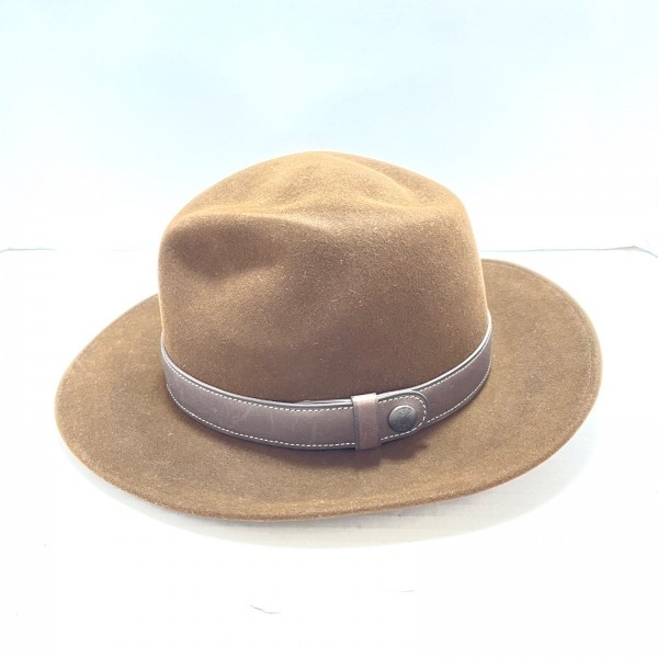 エルメス HERMES ハット - フェルト×カーフスキン ダークブラウン 帽子