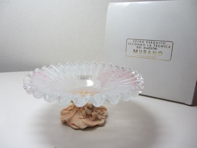 ガラス　コンポート　イタリア　MURANO ムラーノガラス コンポート オブジェ ヴェネチアンガラス イタリア
