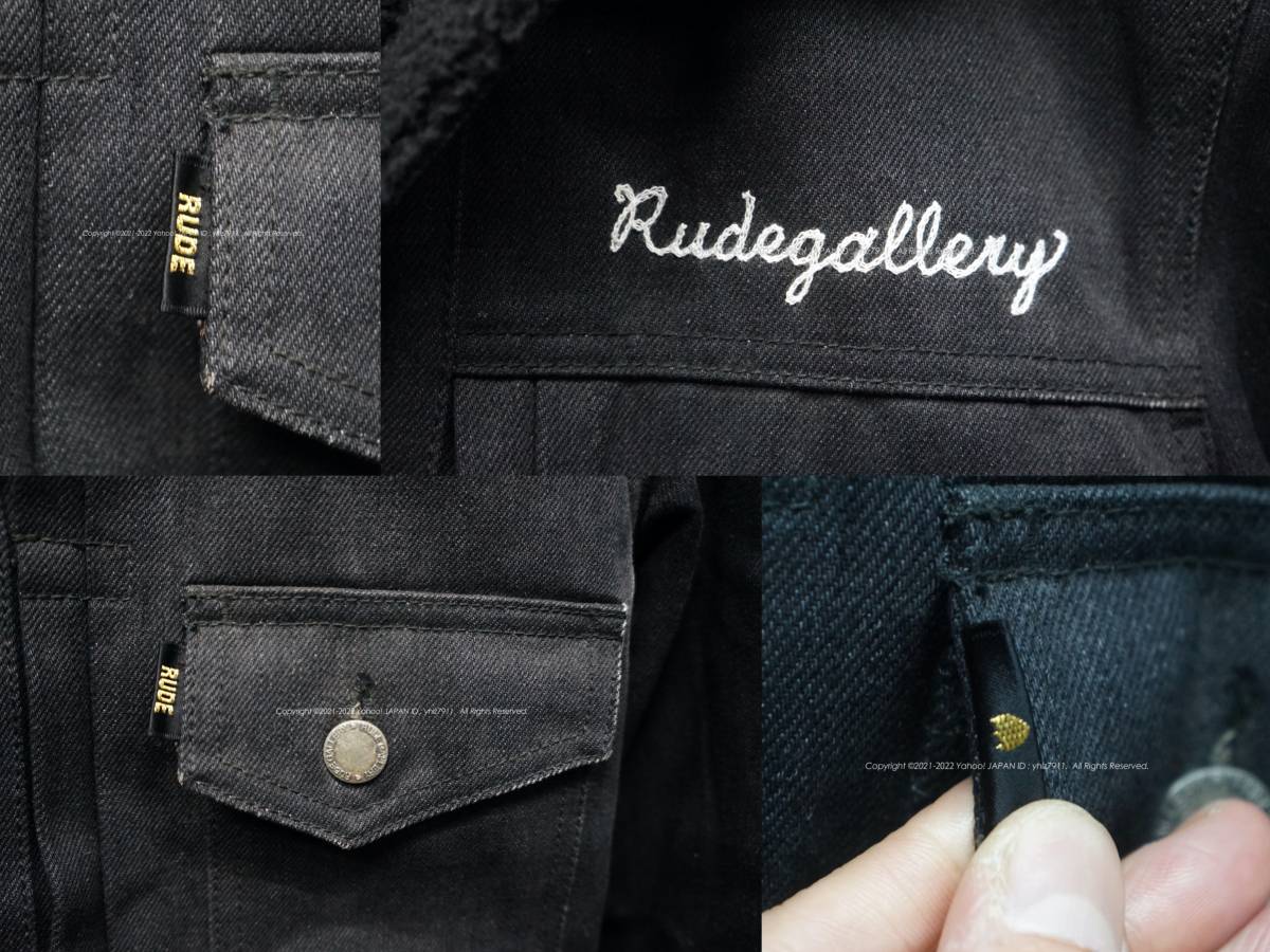 RUDE GALLERY 裏ボア デニムジャケット 4 刺繍 リジッド シェルパ 