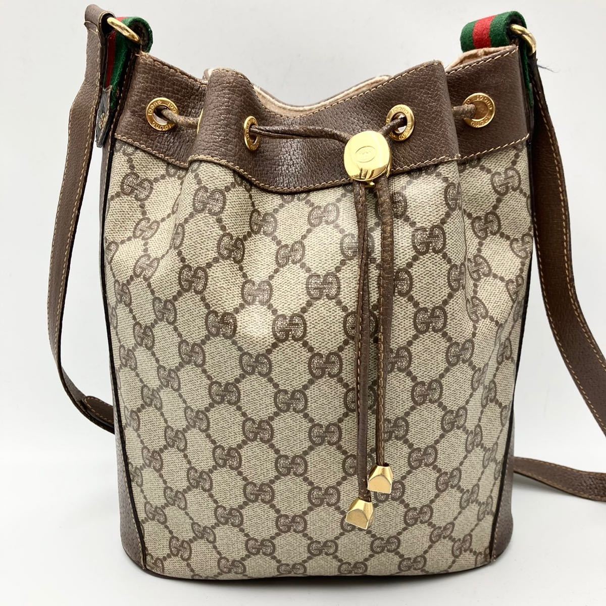 1円【上品】GUCCI グッチ ショルダーバッグ 斜め掛け 巾着 シェリー 