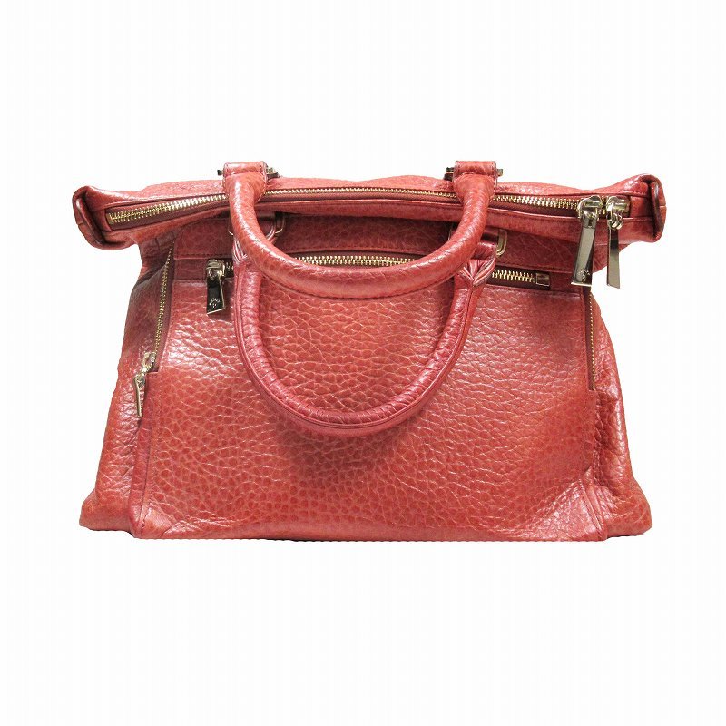 美品 アニアリ aniary 型押し レザー ハンド トート バッグ ロゴ 裏地 カモフラ 迷彩柄 折り返しデザイン 総柄 カバン 鞄 赤 レッド 120-00