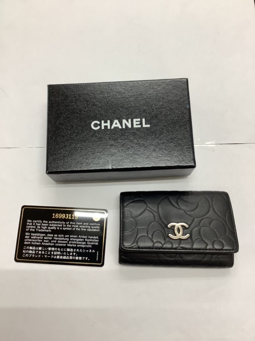 CHANEL キーケース カメリア シャネル カードケース ココマーク 黒 