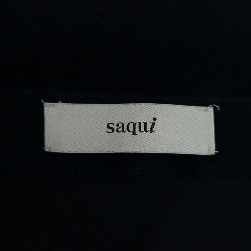 【定価3.4万】サキ saqui *Vネックドルマンスリーブワンピース*38コクーンドレス紺ネイビー無地1022(1-2210-249)【22J22】
