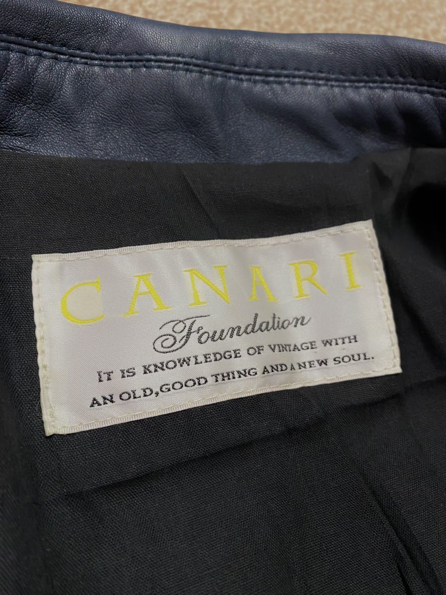 美品★CANARI★本革 ラムレザー ライダース ジャケット★紺 / 藍色★レディース S 本革 ライダースジャケット 羊革 青 ブルー リリー